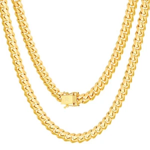 18K Yellow Gold Solid 6mm Mens Miami Cuban Link Chain Necklace Box Clasp 20" - Picture 1 of 9