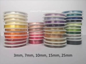 Double Satin Ribbon 3 7 10 15 25mm Wide & Thin Ribbon Narrow Ribbon Christmas - Picture 1 of 54