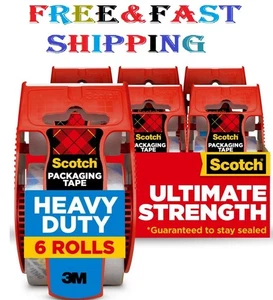 Cinta de Embalaje Resistente Scotch Envío Correo Fuerte Dispensador de Sello 6 Rollos - Imagen 1 de 7