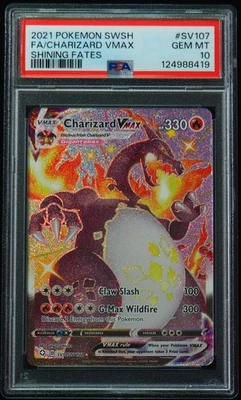 Charizard VMAX SV107 PSA Gem Mint 10 Shining Fates Pokemon Card - Image 1 of 3