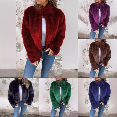 Available In Multiple Colors Fluffy Coat High Street Fashion Long Sleeve Jacket - Image 1 of 4