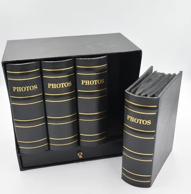 Juego de 4 álbumes de fotos con soporte y cajón de almacenamiento 4x6 Foto 1 de 4