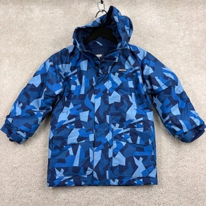 Lands' End Parka Kids Size XS 4-5 Blue Geometric Hooded Grow With You Ski - Picture 1 of 13