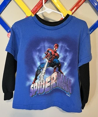 Y2K 2000s Vintage Size 4 Spider-Man Long Sleeve Shirt The Amazing Spiderman 2007 - Image 1 of 4