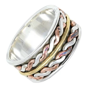 Jewelry Gift For Women Silver Solid 925 Sterling Handmade Spinner Ring TSR1178 - Picture 1 of 5