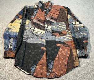 Camisa Goouch De Colección Hombres Pequeña Estampado Abstracto Seda Manga Larga Festival Jazz - Imagen 1 de 7