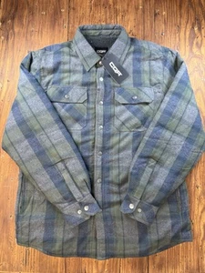 CQR Tactical Gear Plaid Sherpa Lined Flannel LS Button Up Shirt Jacket Sz Med - Picture 1 of 14