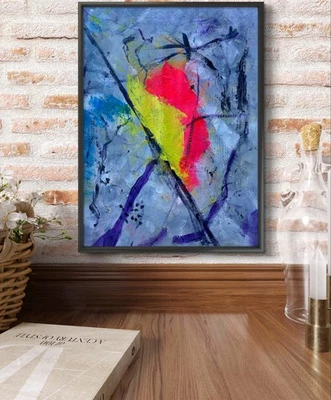 Original Art "Warbler" 9x12 Canvas Expressionism Abstract Design Home Art - Image 1 of 4