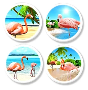 Flamingo Cabinet Knobs Set of 4 – Tropical Bird Drawer Pulls Coastal Beach Decor - Picture 1 of 4