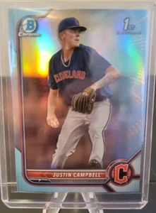 Bowman Chrome Draft 2022 Justin Campbell Sky Blue Refractor Prospect #BDC-113 - Imagen 1 de 2