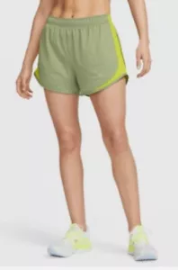 Nike Dri Fit Women's Athletic Running Lined Shorts Sz MEDIUM Green Neon Mesh EUC - Picture 1 of 5