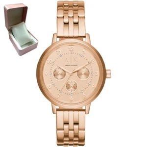 Armani Exchange AX5374 Rose Gold Crystal Indexes Ladies Stainless Bracelet Watch - Picture 1 of 5