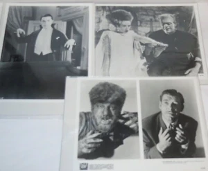 Three 1996 B&W 8x10 Promo Photos, Dracula, Wolfman, Frankenstein & Bride- NR! - Picture 1 of 4