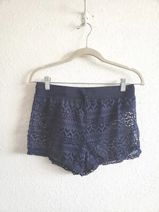NWOT Women Navy Lace Crochet Panties Insertion Drawstring Shorts size L - Picture 1 of 9