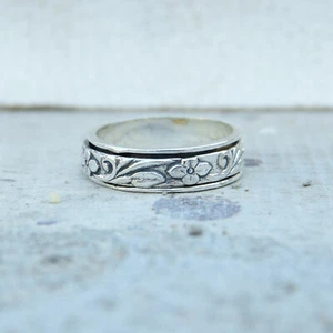 Flower Spinner Ring 925 Sterling Silver Ring Jewelry All Size EM- 516 - Picture 1 of 5