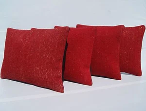 FUNDAS DE ALMOHADA ROJA DECORATIVAS LANA RECTANGULAR 30+ ALFOMBRAS TURKOMAN KELIM AREA 20"X14" - Imagen 1 de 5