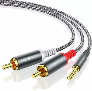 RCA to 3.5mm AUX Cable, (6.6 Feet) 3.5 mm 1/8 to RCA 2-Male Headphone Jack Ad... - Picture 1 of 11