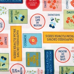 Windham Forget Me Not Fabric 1/4 Yd Cluck Cluck Sew 53009-2 White Quilting - Picture 1 of 2