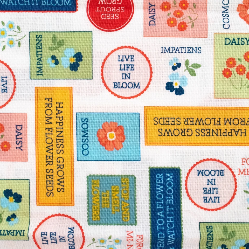 Windham Forget Me Not Fabric 1/4 Yd Cluck Cluck Sew 53009-2 White Quilting - Image 1 of 2