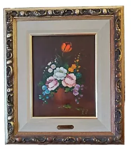 Pintura al óleo original de bodegón Vito Luis Ruggeri marco de madera pintura 8,5x10 - Imagen 1 de 5