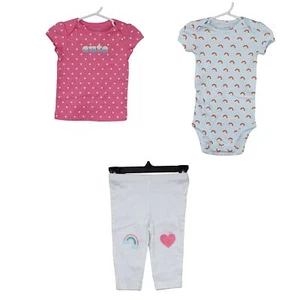 Carter's Baby Girl's 3-Piece Bodysuit and Pant Set, size 9 Months, Blue / Pink - Picture 1 of 8