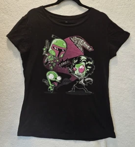 Black Invader Zim Shirt Gir Dib Tee Fury Star Wars Crossover Size XL ladies cut - Picture 1 of 3