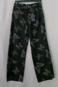 Brand New Girl's Soho Blue Demin Black Butterfly Designs Distressed Jean Sz. 10  - Picture 1 of 7