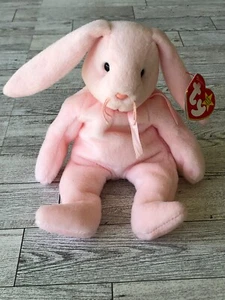 TY Beanie Babies HOPPITY The Pink Bunny Plush DOB 4-03-1996 Tags FREE SHIPPING - Picture 1 of 5