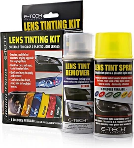 Car Lens Tinting Kit Headlight Tail Side Light Spray & Remover E-TECH - Yellow - Picture 1 of 5