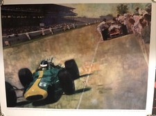 Indy Pit Row 500 75th Running Poster Rare Bernie Fuchs Art 1991 car 1 and 6