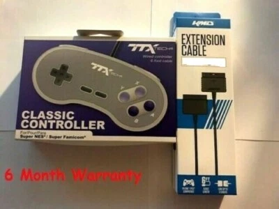 CONTROLLER FOR SUPER NINTENDO SNES + 6FT EXTENSION CABLE BRAND NEW - Image 1 of 3
