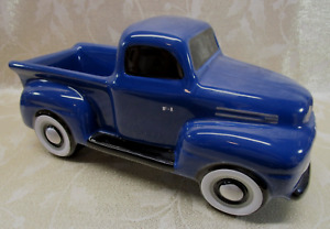 Ford F-1 Pick Up Truck Ceramic Blue Vintage Teleflora Planter Candy Dish Ashtray