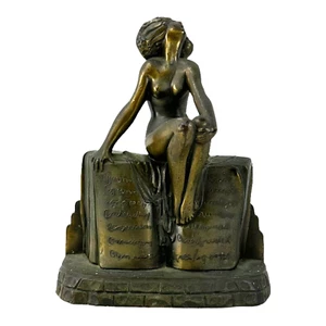 Vintage Art Nouveau Antique Brass Lady Sculpture. - Picture 1 of 13