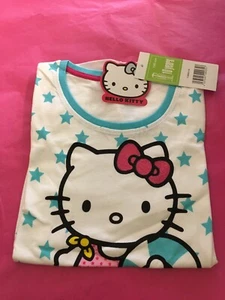 Hello Kitty Girl's White T-shirt with Blue Star Print - Picture 1 of 1