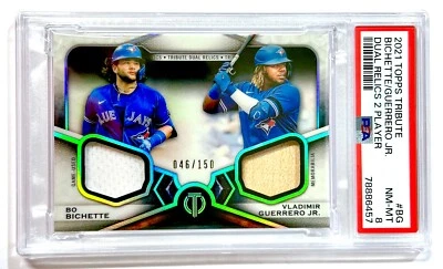 2021 Topps Tribute BO Bichette VLADIMIR Guerrero Jr #DR2-BG Relic 46/150 - PSA8 - Image 1 of 2