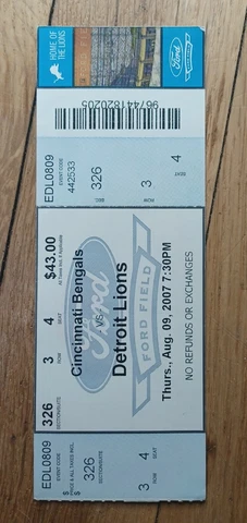 2007 Cincinnati Bengals Detroit Lions Calvin Johnson PRO Debut Ticket Stub Cover