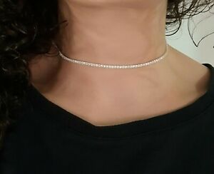 Dainty Tennis Choker Layering Choker Necklace Sterling Silver 925 Necklace