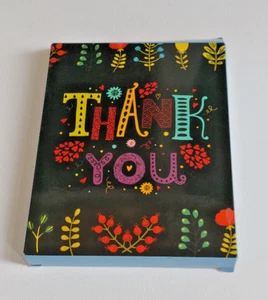 8 NOTECARDS / ENVELOPES 2 DESIGNS "THANK YOU" BLACK FLORAL & WHITE FLORAL - Picture 1 of 3