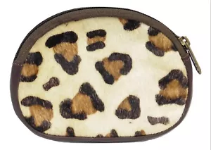 Handmade Leather Printed Fur Coin Purse Made in India Boho Style Fair Trade - Picture 1 of 3