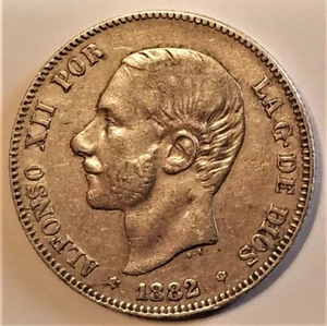 1882(82) MS-M Spain 2 pesetas very fine+ silver world coin - Alfonso XII - 1 - Picture 1 of 4