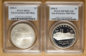 2006 San Francisco Old Mint Commemorative Silver Dollars PCGS MS70 & PR70DCAM - Picture 1 of 2