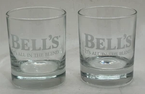PAIR OF BELL'S 'IT'S ALL IN THE BLEND' WHISKY GLASSES PUB BAR HOME WHISKEY - Picture 1 of 2