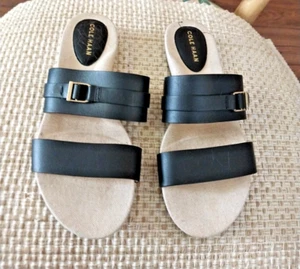 Cole Haan Shoes Womens Size 7B Francine Demi Black Wedge Slide Sandals W23587 - Picture 1 of 5
