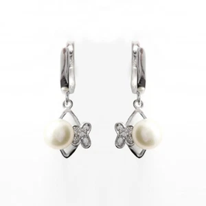 Pendientes de palanca de plata 925 AURORA GEMS® 30,5x12 mm con perlas de agua dulce - Imagen 1 de 1