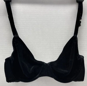 Vintage Black Velvet Bra Size 32B Underwire Gothic Burlesque - Picture 1 of 10