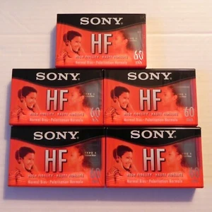 5 Sony leere Audiokassetten Kassetten 60 min HF High Fidelity Normal Bias NEU versiegelt - Bild 1 von 5