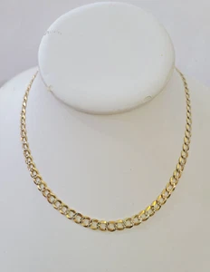 REAL 14k Cuban Curb Link necklace with Diamond Cuts 22 inches 6mm 14kt - Picture 1 of 7