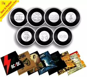 AC/DC 2020/2021 Seven 7 Coin Collection 20c Coloured UNC Coin Set Album Covers - Picture 1 of 14