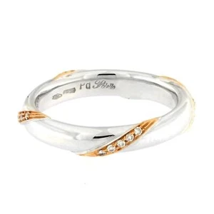 Anello Fede Polello Oro Bicolore Bianco e Rosato 18 kt 2895DBR Diamanti Naturali - Imagen 1 de 2