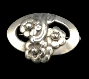 Early Georg Jensen Sterling Silver Flower Brooch No. 28 Denmark 1925-1930 Elegan - Picture 1 of 8